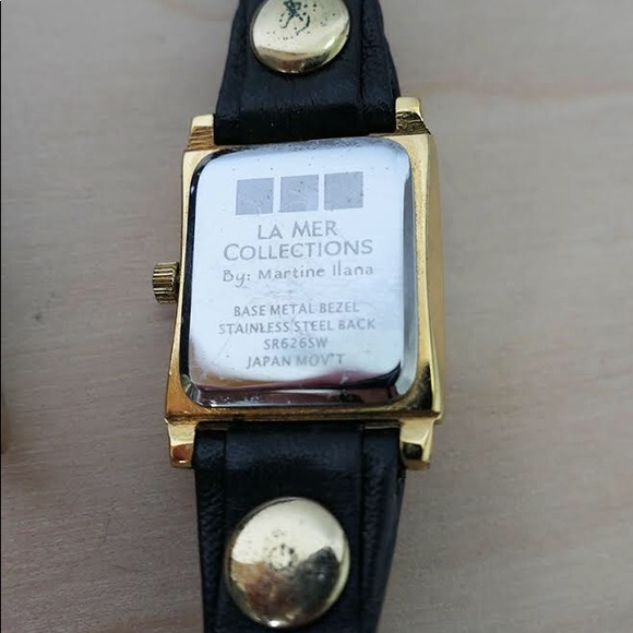 La Mer studded black leather wrap watch - Picture 3 of 4